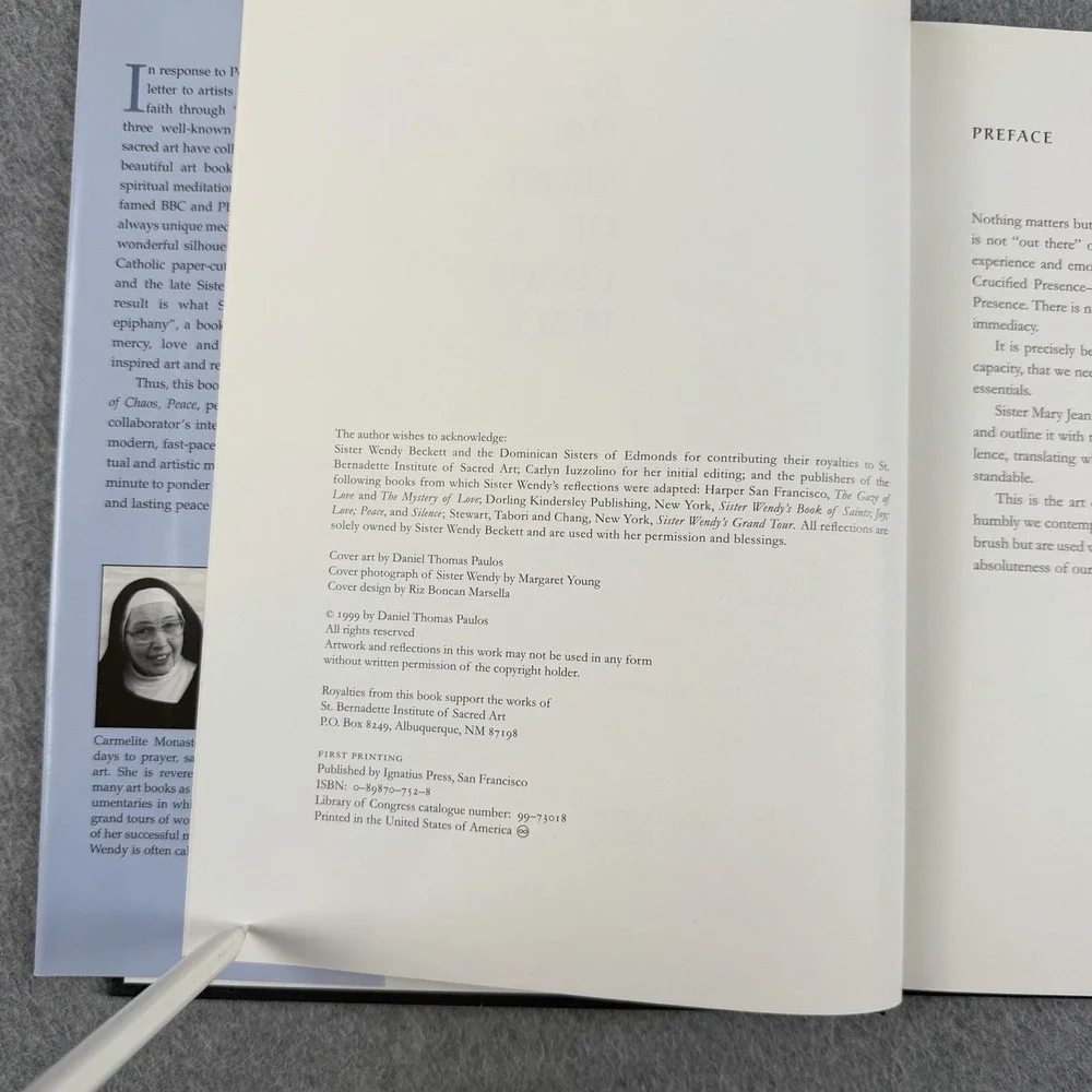 In The Midst of Chaos Peace Sister Wendy Beckett Ignatius Press 1st Print 1999